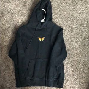 Brandy Melville black hoodie butterfly embroidery